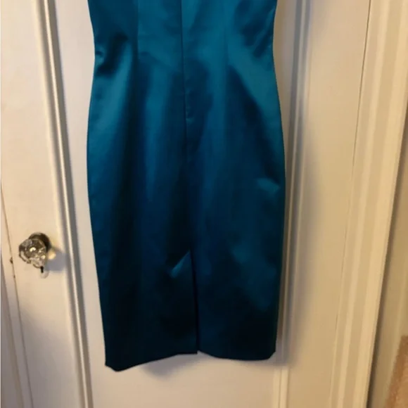 Karen Millen Teal Satin Midi Dress - Picture 5 of 11